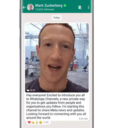 WhatsApp Channels Mark Zuckerberg