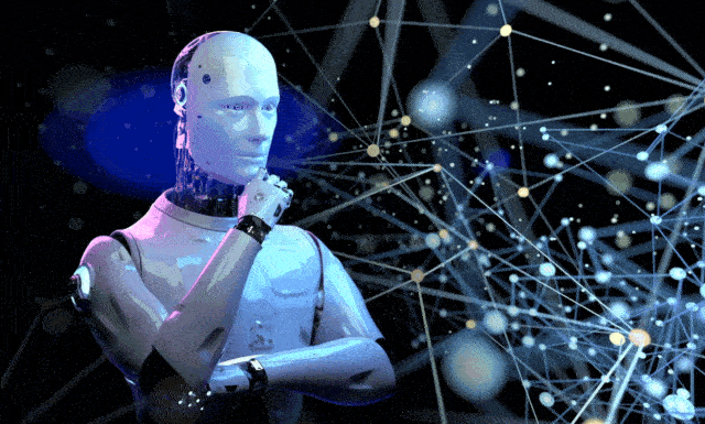 Robot kijkt voor zich uit om AI te visualiseren